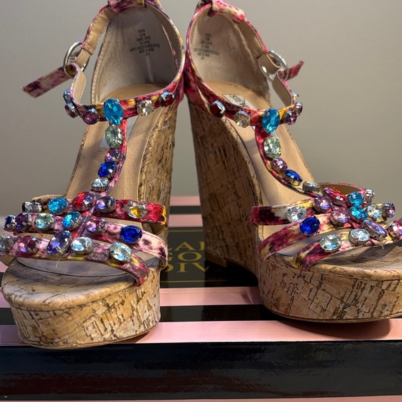 Steve Madden Shoes - Steve Madden Embellished Pink Wedge Sandals- No Box